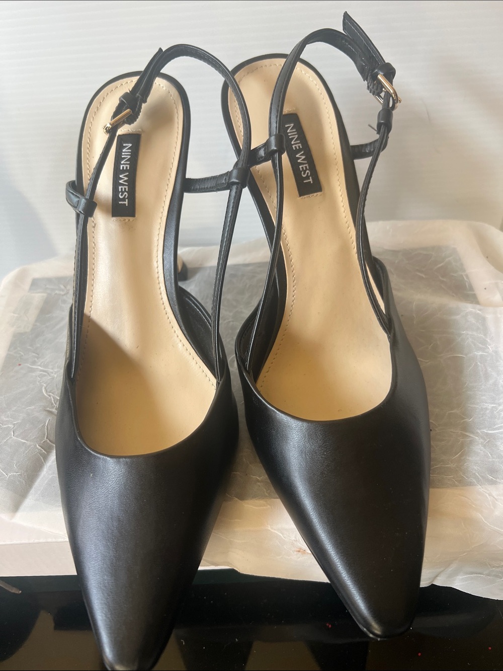 Nine West Black Pointed Toe Slingback Pumps